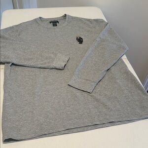 Warm Outdoor Weekend Thermal Gray Long Sleeve Embroidered Bear Logo Rare Find XL